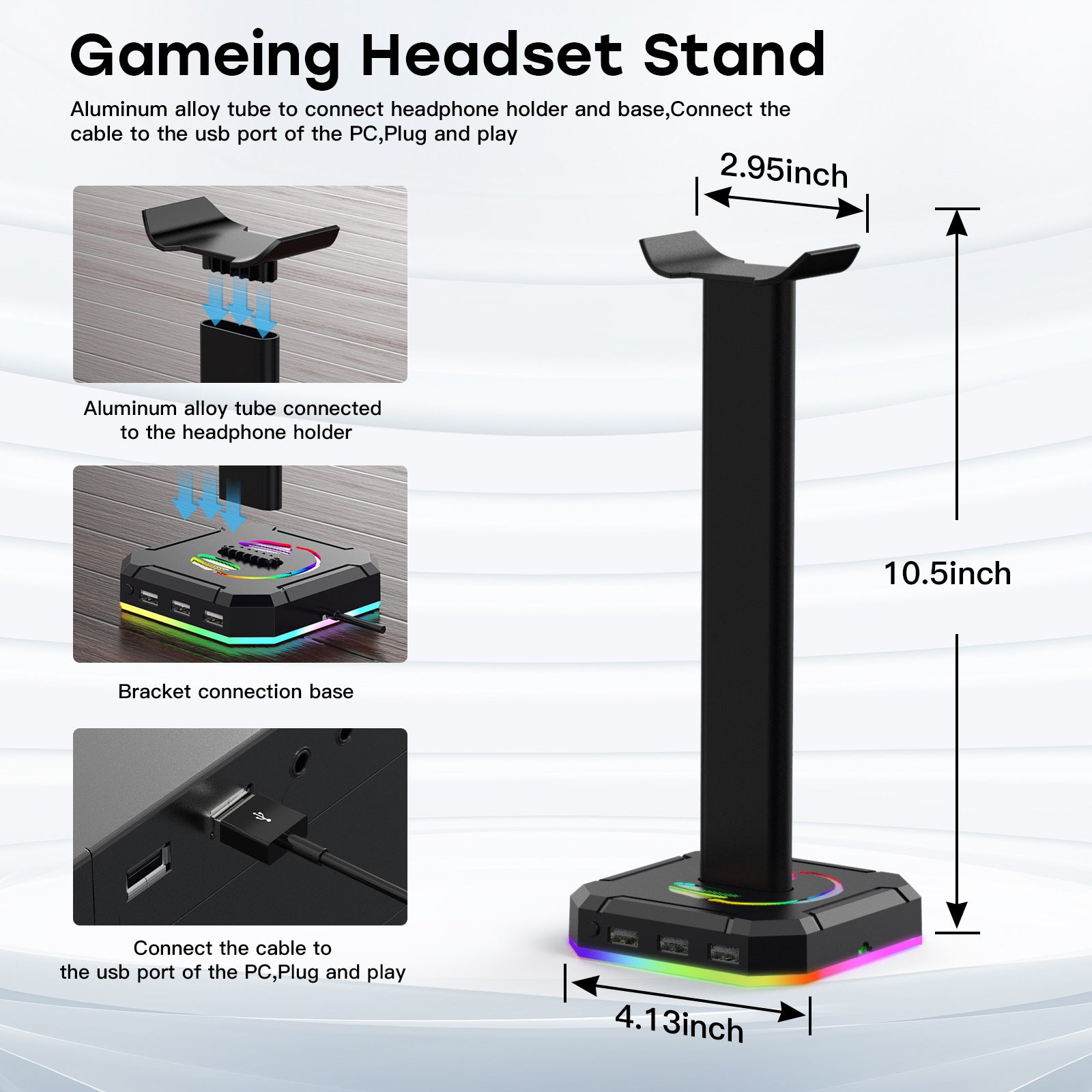 ZUOYA RGB Headphone Stand with USB Charging
