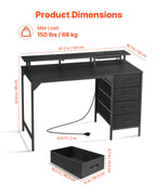 Gaming desk drawer storage close-up