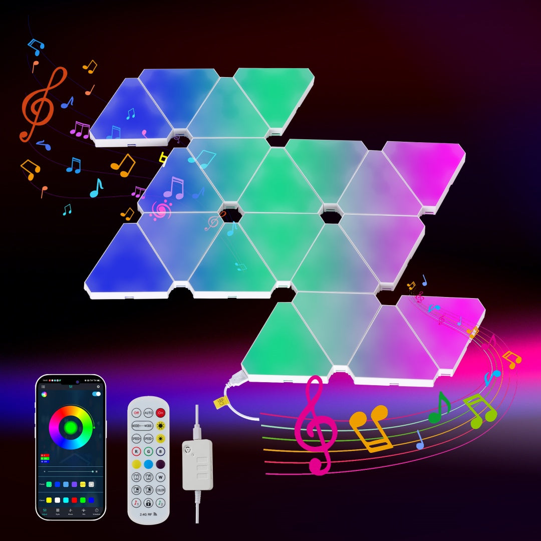 20-Pack RGB Triangular LED Wall Panels Music Sync