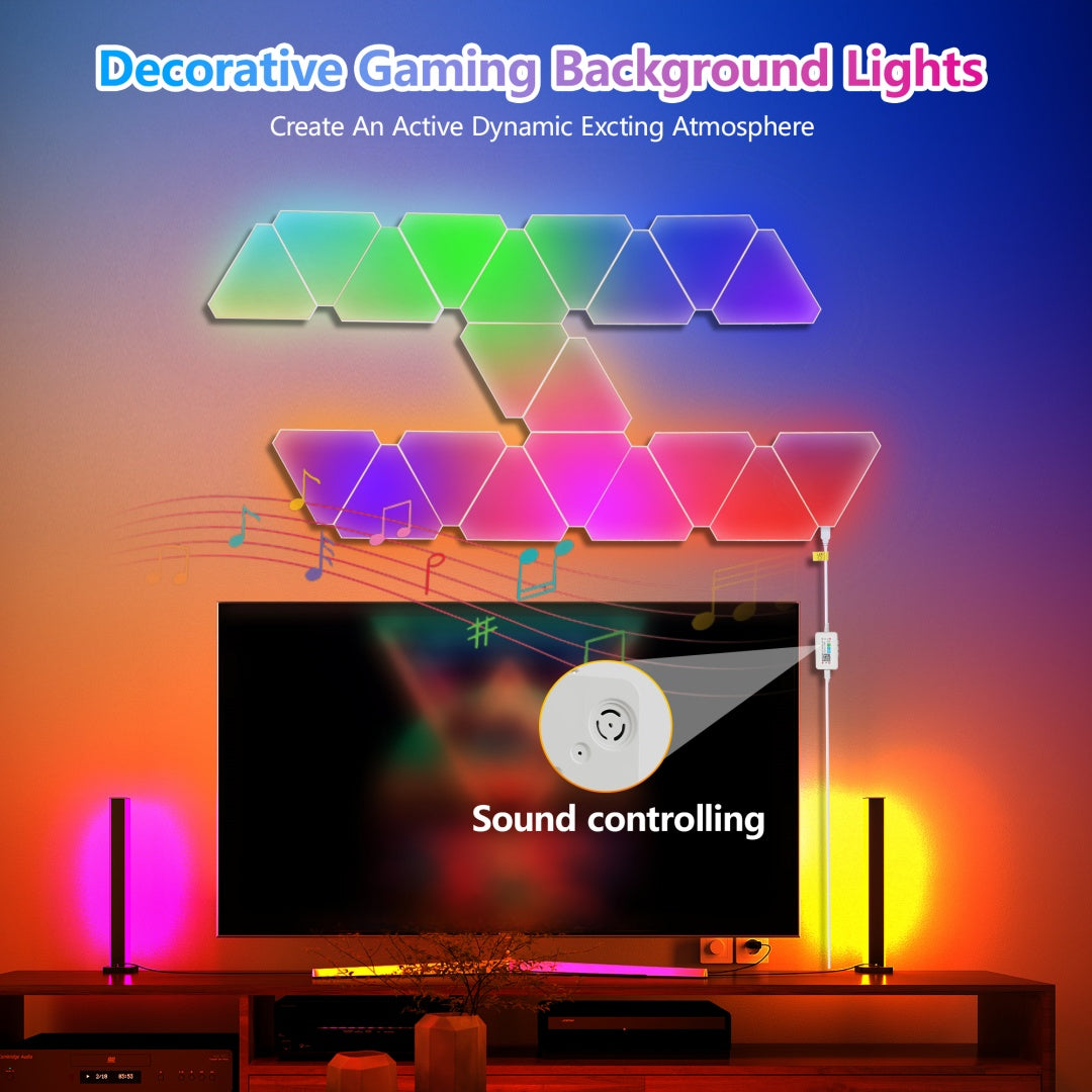 20-Pack RGB Triangular LED Wall Panels Music Sync