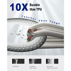 Braided USB charging cable coiled
