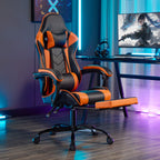Gaming chair reclined with footrest extended