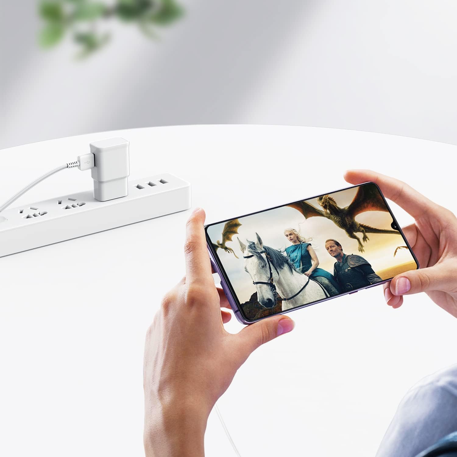 USB-C wall charger plug close-up view