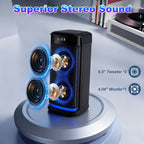 Portable Party Speaker with LED Lights and Wireless Microphone
