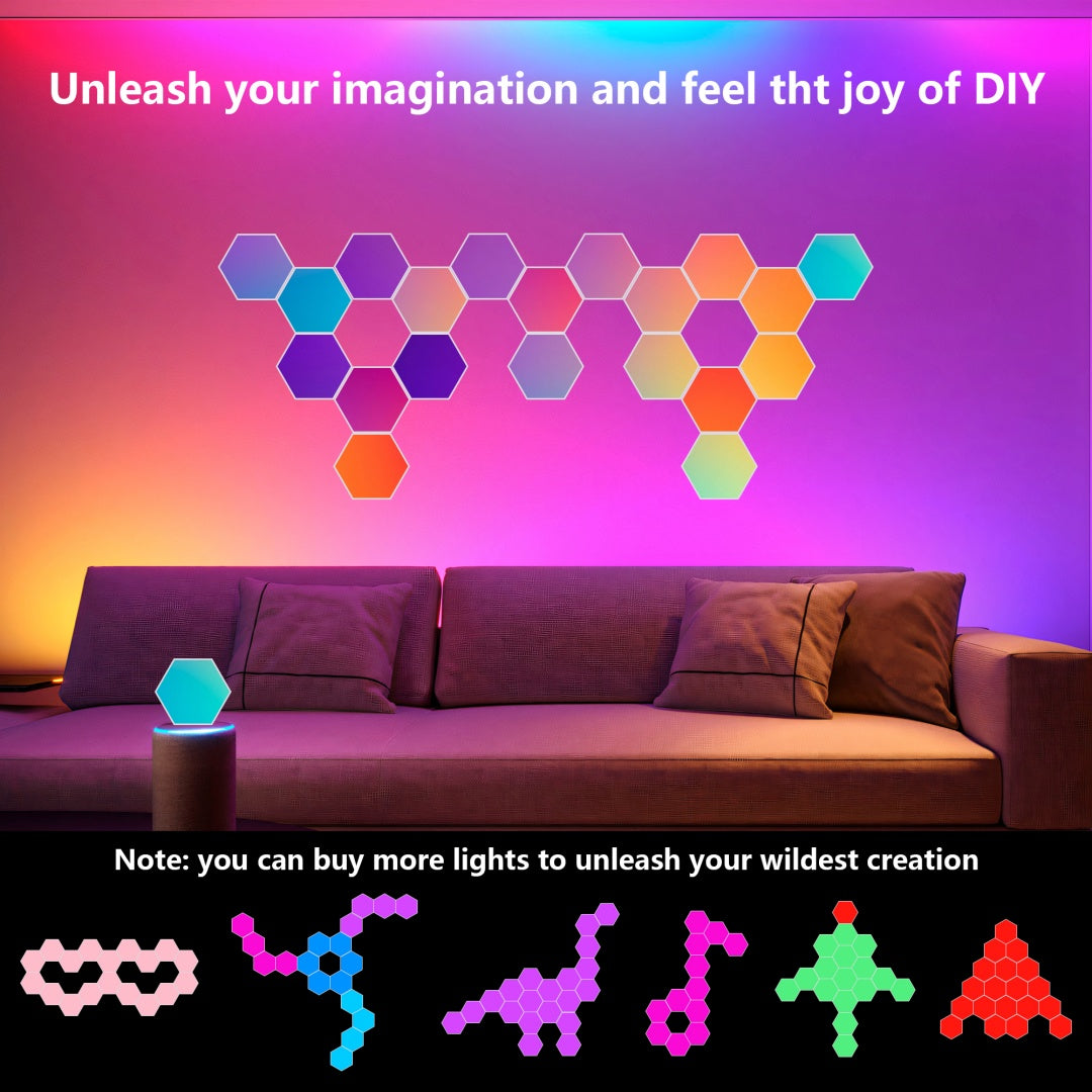 20-Pack RGB Hexagonal LED Wall Lights Honeycomb Gaming